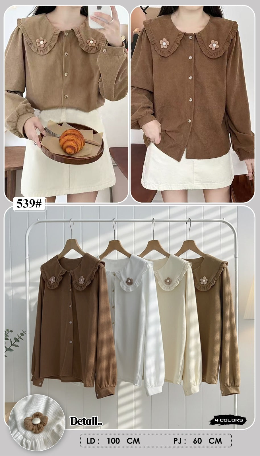 Blouse Wanita Kerah Ruffle Bunga